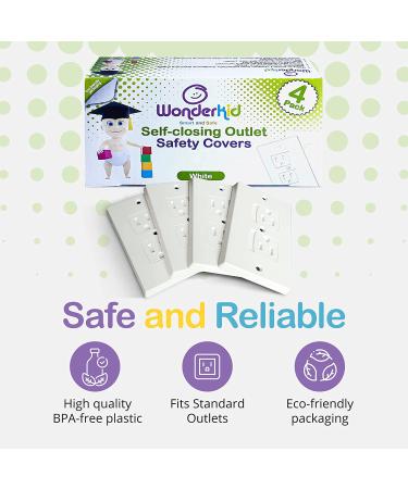 WONDERKID Self-Closing Electrical Outlet Covers - Baby Proofing - White (4 Pack) - Buy Online on GoSupps.com