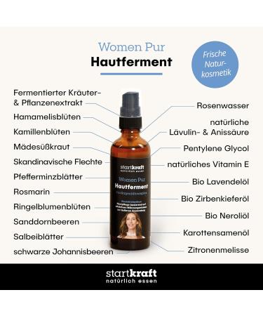 STARTKRAFT Women Pur 75 ml Skin Ferment - Fermented Microorganism Strains - Skin Microbiome with Scandinavian Lichen - No Mineral Oils Parabens Paraffins PEGs - Buy Online on GoSupps.com