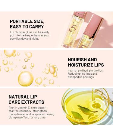 FREEORR 2Pcs Lip Plumper Gloss - Hydrating Lip Oil with Green Tea & Vitamin E for Fuller, Elastic Lips - Buy Online on GoSupps.com