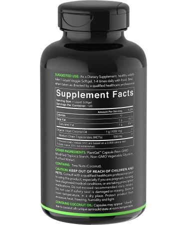 Sports Research Organic Coconut Oil Capsules - 120 Vegan Certified Plant Gels - Buy Online on GoSupps.com