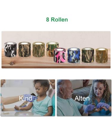 8 Roll 5cm Self-Adhesive Cohesive Bandage - Elastic Colorful Fixing Bandage for Hands Toes and Fingers - Yolaisi Premium Quality - Buy Online on GoSupps.com