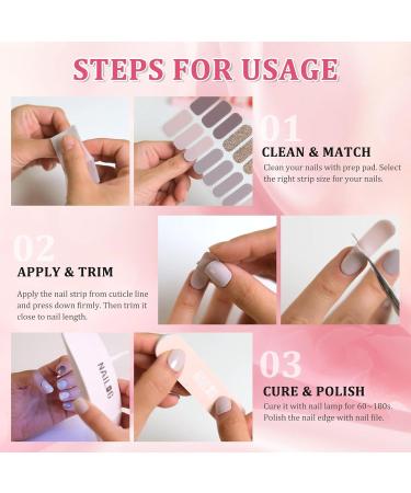 22PCS Semi Cured Gel Nail Polish Strips Self-Adhesive Full Wrap Nail Polish Stickers Salon-Quality Gel Nail Stickers French Black Tip Manicure Nail Wraps with Prep Pads Nail File & Wood Stick - Buy Online on GoSupps.com