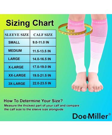 Doc Miller Calf Compression Sleeve 20-30 mmHg - Pink/White Large - Shin Splint & Varicose Vein Support - 1 Pair - Buy Online on GoSupps.com