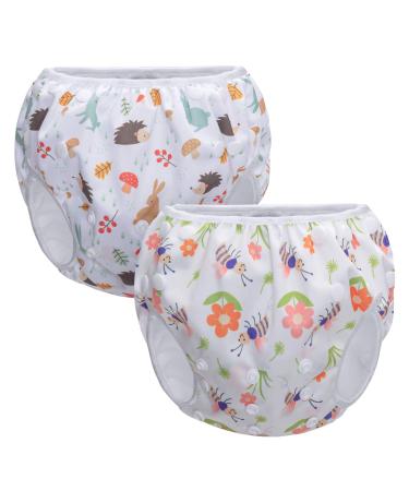 Teamoy (2 Packs Adjustable Washable Swim Diaper for Babies up to 3 Years for Boys and Girls Hedgehog + Bee) Bee + Hedgehog