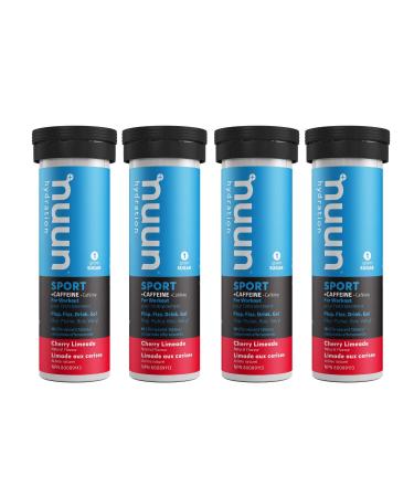 Nuun Sport + Caffeine: Electrolyte Drink Tablets Box of 4 Tubes (40 servings) Cherry Limeade Electrolyte Hydration Supplement Cherry Limeade 500 ml (Pack of 4)