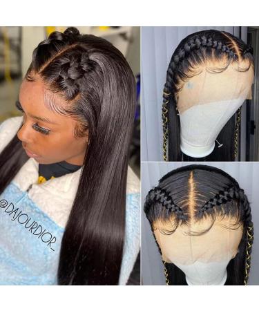 24 Inch Straight Lace Front Human Hair Wig | Glueless HD Transparent Lace | Pre Plucked with Baby Hair | Brazilian Bone Virgin Hair | Natural Color - Buy Online on GoSupps.com