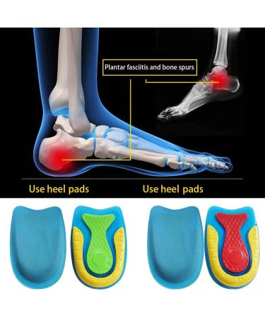 Men's Gel Heel Cups for Heel Pain Relief and Shock Absorption - Silicon Pads for Plantar Fasciitis, Bone Spurs - Size 6-12 - Buy Online on GoSupps.com