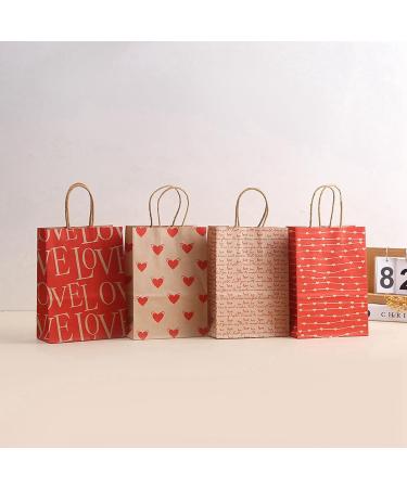 Qtynudy E 24 Pcs Valentines Day Candy Bags Goodie Bags with Handles Heart Love Paper Bags for Wedding and Valentine - Buy Online on GoSupps.com