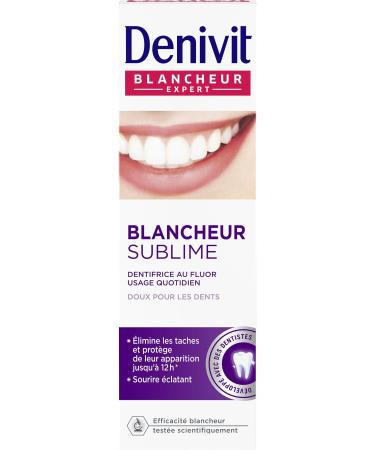 Denivit - Toothpaste - Sublime Whiteness - Effectively removes stains - Natural whiteness - Respects enamel - Protection against cavities, plaque and gum problems - 50 ml tube