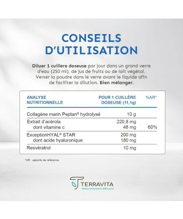 Peptan Marine Collagen + Hyaluronic Acid 200mg + Vit C | Hydration Firmness and Radiance of the Skin | Demonstrated Wrinkle Reduction | 233g Raspberry Flavor Powder | French sector | Terravita - Buy Online on GoSupps.com