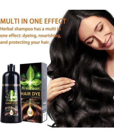 3 in 1 Hair Dye Shampoo Natural Plant Ingredients Black Hair Dye Shampoo Instant Hair Color Shampoo for Women and Men 500ml - Buy Online on GoSupps.com