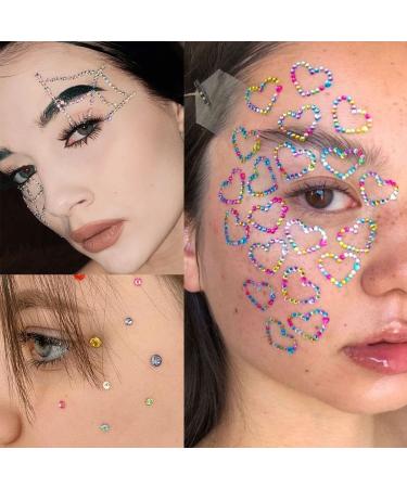 Self Adhesive Rhinestone Stickers - 2640 Pieces Face Gems for Makeup & DIY - 16 Sheets Bling Jewels Stickers - 4 Sizes & Colors Included - Buy Online on GoSupps.com