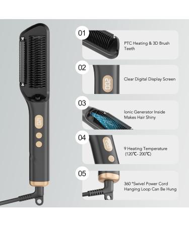 DAILYLIFE Hair Straightener Brush - Ionic Heat Comb with Digital Display Oil-Infused Dual Voltage 9 Temperature Settings for Women - Perfect for International Shipping - Buy Online on GoSupps.com
