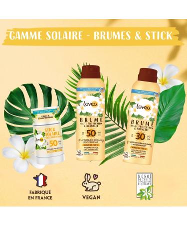 LOVEA - Sun Stick SPF 50 - High Protection for Face & Sensitive Areas - Mono De Tahiti - UVA/UVB Protection - Invisible & Water-Resistant Finish - Vegan - Made in France - 40 g - Buy Online on GoSupps.com