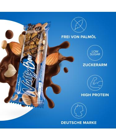 IronMaxx Nutty Bar - Dark Chocolate & Whole Nuts | Gluten-Free Protein Bars | 12x40g - No Palm Oil - Buy Online on GoSupps.com