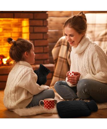 Buy 2 Pieces Knitted Hot Water Bottle Covers - Soft Winter Sweaters for Pain Relief & Therapy (Black) - Ideal for Cramps & Aches - Buy Online on GoSupps.com