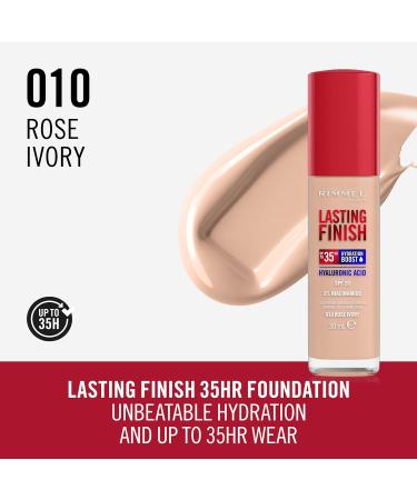 Rimmel Lasting Finish 35HR Foundation in 010 Rose Ivory - Long-lasting Coverage - Buy Online on GoSupps.com
