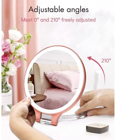 Rechargeable LED Makeup Mirror - 10X1X Double Sided, 3 Color Settings, Rotatable - Rose Gold - Buy Online on GoSupps.com