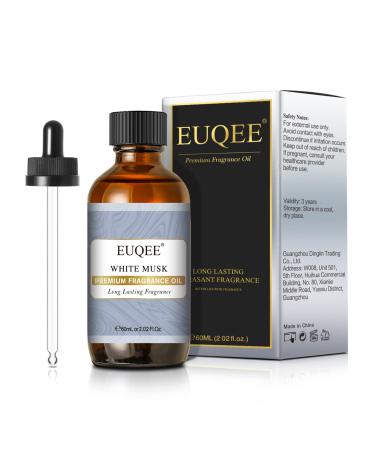 EUQEE White Musk Fragrance Oil 60ml White Musk Essential Oil Aromatherapy Fragrance Oils Fragrance Essential Oils for Diffusers for Home DIY Candle Making White Musk 60.00 ml (Pack of 1)