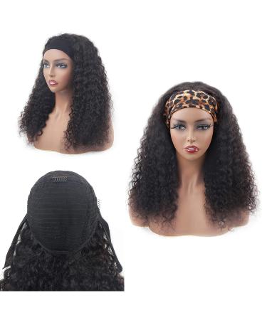 VIVIBABI Brazilian Curly Human Hair Headband Wig 20 Inch 10A Unprocessed None Lace Front 180% Density Machine Made Natural Color - Buy Online on GoSupps.com