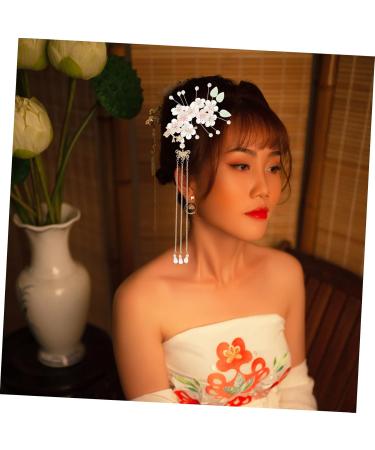 Beaupretty Flower Hair Clip Pairs antique hairpin headdress vintage chinese clip chinese style charms barrettes for girls flower tassel hairpin bride Acrylic Hanfu Hair Bows - Buy Online on GoSupps.com