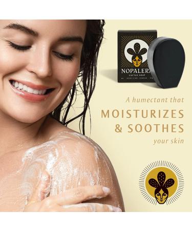 Nopalera Noche Clara Cactus Soap with Activated Charcoal & Prickly Pear - 4 oz Bar Soap for Face and Body | Vegan, Cruelty-Free, Palm Oil-Free | Natural Fragrance | Black Bar Soap (1 Pack) - Buy Online on GoSupps.com