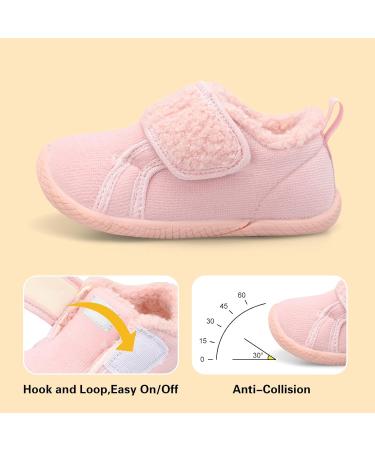 JOINFREE Baby Girl First Walking Shoes - Anti-Slip Plush Slipper for Toddlers (UK Child Size 7.5/8, Pink) - Buy Online on GoSupps.com