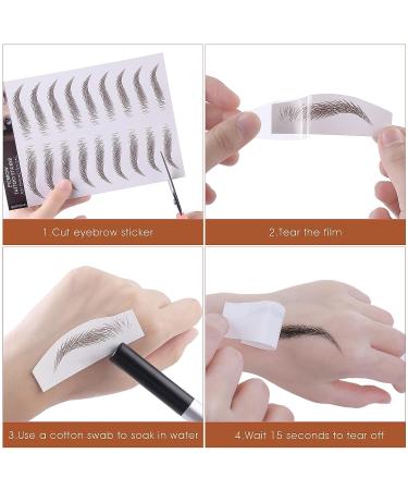 Molain 4D Waterproof Eyebrow Tattoos Stickers - 6 Sheets, Long-Lasting Brow Color Transfers, Peel Off for Grooming & Shaping - 54 Pairs, Brown (6 PCS) - Buy Online on GoSupps.com