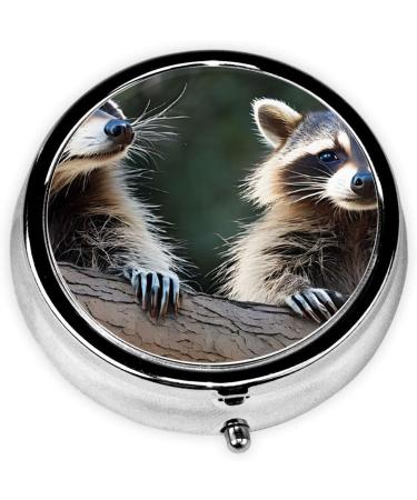 Little Raccoon Face Round Pill Box | 3 Compartment Portable Travel Organizer for Vitamins & Medicines - Buy Online on GoSupps.com