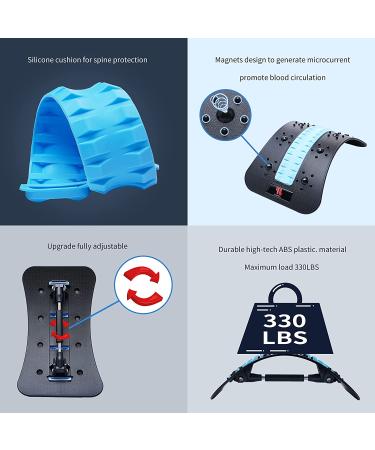 Adjustable Back Stretcher with Magnetic Acupressure Points for Back Pain Relief - Lower Back Pain, Sciatica, Herniated Disc, Scoliosis - Black - Buy Online on GoSupps.com