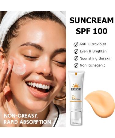 Sunscreen SPF 50+ Face Sun Cream SPF 50 PA+++ Moisturizing Face Sunscreen Suncream Factor 50 for Face Waterproof Sun Cream Against Sunburn Ultra Light UVA & UVB Protetion Non-Greasy - Buy Online on GoSupps.com