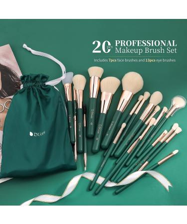 Ducare Professional 20Pcs Green Makeup Brush Set with Silicone Face Mask Brush - Kabuki Foundation Blending Powder Blush Concealers Eyeshadows - Buy Online on GoSupps.com