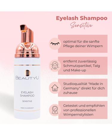 BeautyU Eyelash Shampoo Sensitive - Gentle Makeup Remover for Eyelash Extensions | With Allantoin & Pro-Vitamin B | Made in Germany - Buy Online on GoSupps.com