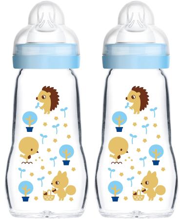 MAM Feel Good Glass Bottle 260 ml Glass Bottle Twin Pack for Boys Blue - Buy Online on GoSupps.com