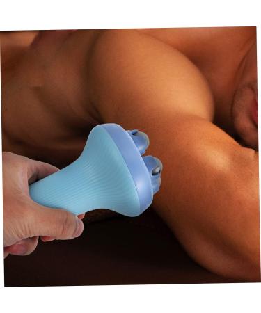 Healvian Massage Roller - Percussion Device for Body & Facial Massage | Manual Muscle Roller & Dermar Roller | Steel Ball Deep Slim Waist | 14.5x7.5cm - Blue - Buy Online on GoSupps.com