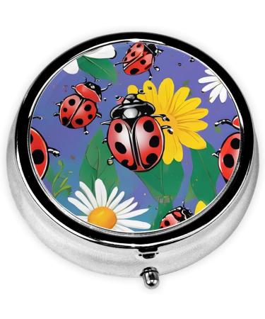 Colorful Ladybird Mini Round Pill Box | 3 Compartment Organizer for Travel & Home Use | Portable Medicine Case - Buy Online on GoSupps.com