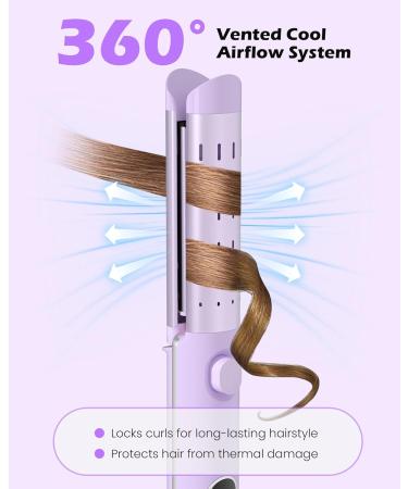 NOVUS Airflow Curling Iron 2-in-1 - Ceramic Flat Iron & Curling Wand with 360 Cool Air Anti-Scald 4 Temp Settings Auto Shutdown - Perfect for Lasting Curls on All Hair Types - Purple - Buy Online on GoSupps.com