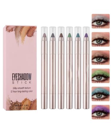 Shimmer Eyeshadow Stick | Waterproof Glitter Cream Eye Liner Set Colorful Eye Shadow Applicator Sticks Pearly Glitter Cream Stick Eye Liner Set for Makeup