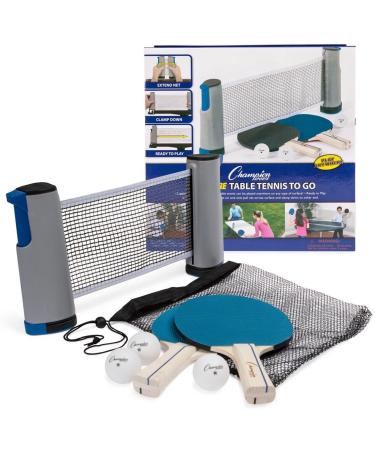 Champion Sports Anywhere Table Tennis: Ping Pong Paddles, Balls, and Portable Net & Post Set To Go