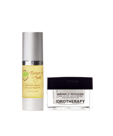 Essence Of Argan Oil 100% Moroccan Pure Organic 30ML and Idrotherapy Wrinkle Reducer(0.5 oz) set