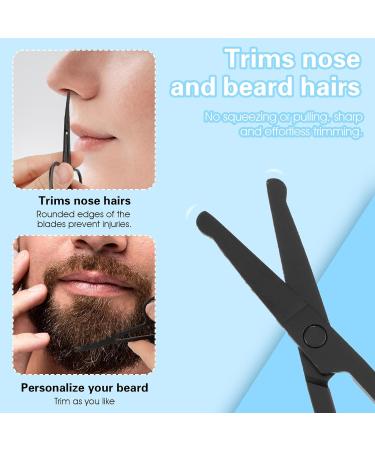 Eyebrow Scissors Small Scissors Nose Hair Scissors for Men Women 2-Pack Black Nose Hair Scissors Stainless Steel Mustache Scissors Pointed Round Nose Hair Clippers for Trimming Facial Hair - Buy Online on GoSupps.com