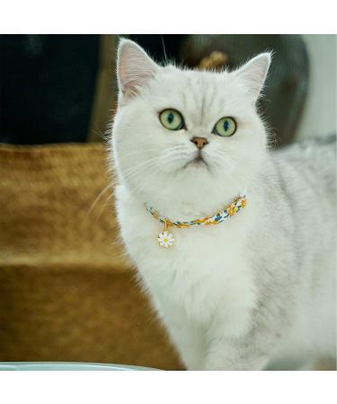 Faygarsle Cotton Breakaway Cat Collar with Bell Daisy Charm - Green & Orange - Buy Online on GoSupps.com