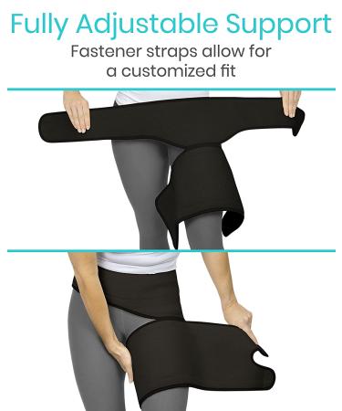 Vive Groin and Hip Brace - Sciatica Wrap for Men and Women - Compression Support for Nerve Pain Relief - Thigh Hamstring Recovery - Black 25 to 48 - Buy Online on GoSupps.com