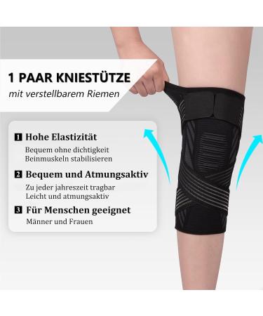 Kniebandage f r M nner & Frauen 2er Set Kniebandagen mit verstellbaren Riemen & rutschfestem Silikon ideal f r Sport Laufen Arthritis Gelenkschmerzen Schwarz M - Buy Online on GoSupps.com