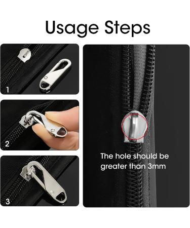 12-Piece Metal Zipper Pull Repair Set | Universal 35x10mm Zipper Trailers for Jackets Pockets Luggage & Wallets - 3 Colors - Buy Online on GoSupps.com