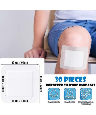 30 Pieces 6x6 Inch Bordered Gauze Island Dressing - Adhesive Wound Patches for Shower, Breathable Borders, Individually Packed - Buy Online on GoSupps.com