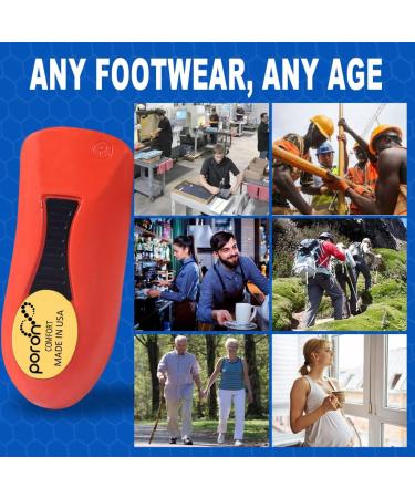PORON Heel Cups for Heel Pain & Plantar Fasciitis - Made in USA heel cushions for shock absorption & heel spur relief - Black, W 12-14 / M 10-14.5 - Buy Online on GoSupps.com