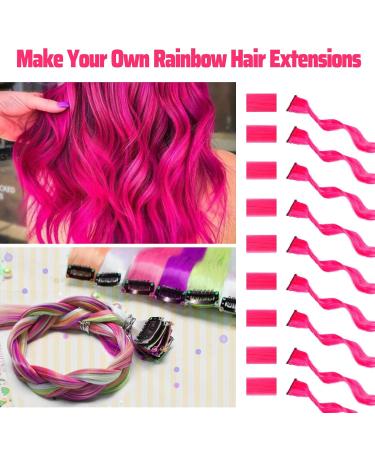 22-Inch Pink Clip-In Hair Extensions for Girls - Colorful Curly Wavy Party Highlights (12 Pcs) - Perfect Hair Accessories for Women & Children - Buy Online on GoSupps.com