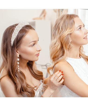 Lusofie Pearl Headband for Women - Bridal Hair Accessory with Rhinestones and Faux Pearls - Buy Online on GoSupps.com