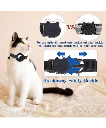 DILLYBUD 2 Pack Reflective AirTag Cat Collar Holder with Bell | Waterproof Silicone Case | Compatible with Apple AirTag | Small Pets Puppy Kitten | Solid Black Leather - Buy Online on GoSupps.com